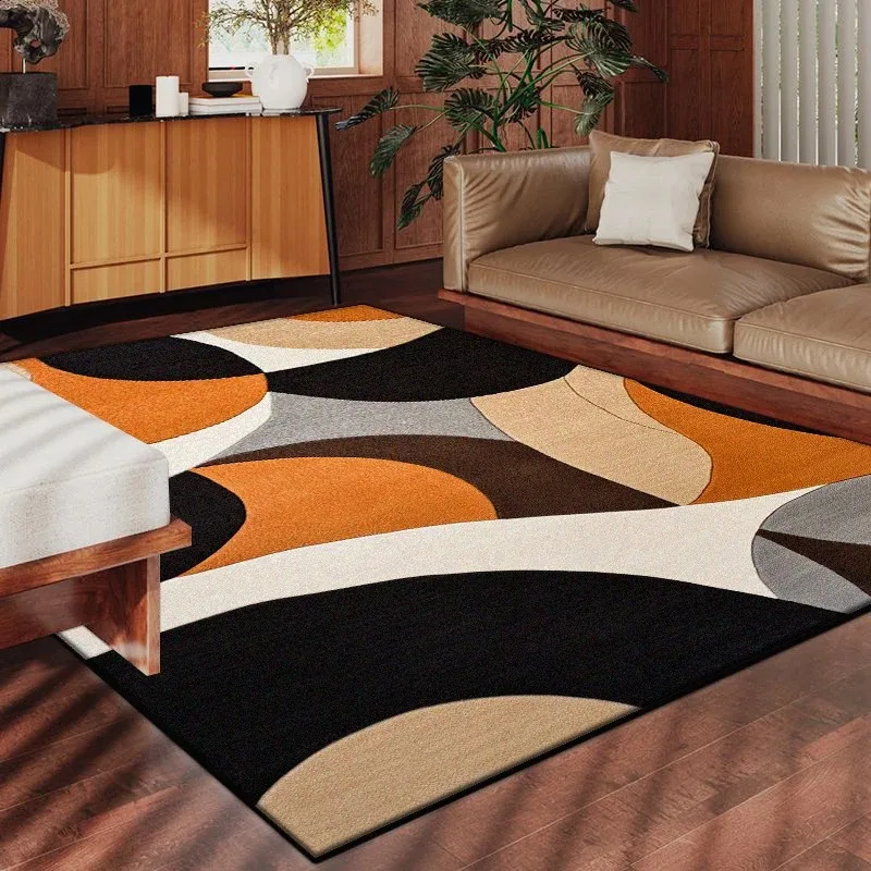 שטיח עם דוגמה גיאומטרית מופשטת לקישוט חדר המגורים, שטיח לחדר השינה, שטיחים גדולים לניקוי קל של שולחנות קפה