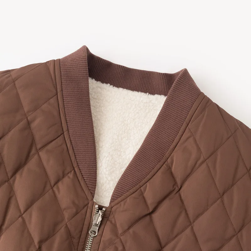 INMAN Women Lamb Down Jacket 2023 Winter Long Sleeve Baseball Stand Collar Loose Thick Coat Two Sides Wearable Versatile Tops