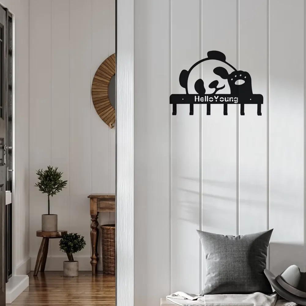 1pc Fascinating Cute Panda Keychain Wall Mounted Coat Rack Keychain Key Hanger Towel Rack Intriguing Wall Mounted Item 4