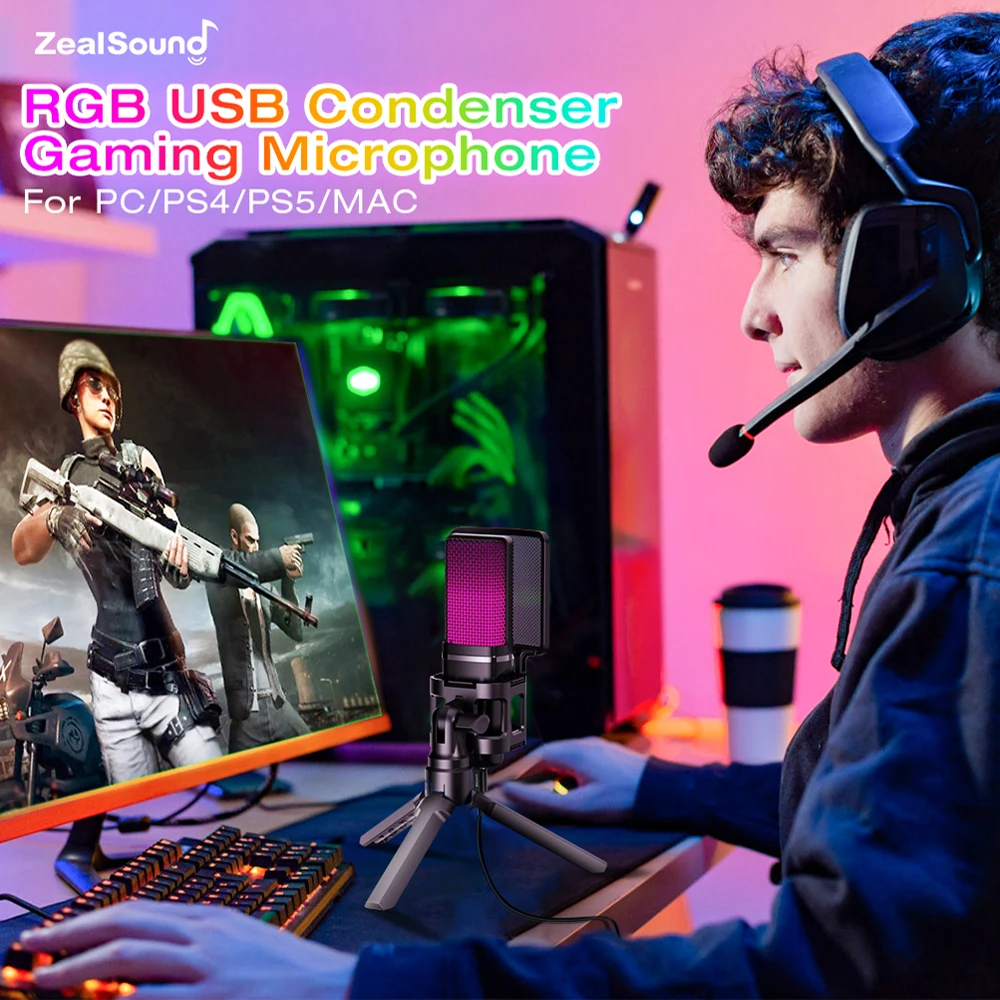 配信機器・PA機器・レコーディング機器 Haomuren Professional Studio Microphone Haomuren RGB USB Gaming Condenser Microphone For PC PS4 PS5