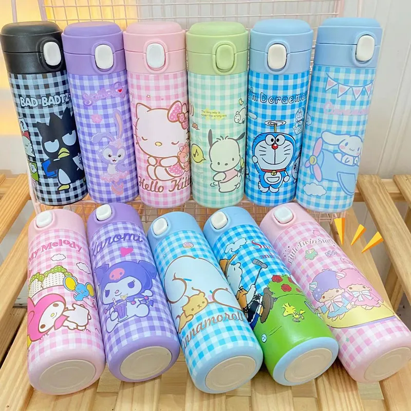 

Kawaii Kuromi Cinnamoroll Mymelody Thermos Cup Cartoon 304 Stainless Steel Vacuum Thermos Cup Bounce Buckle Student Water Cup