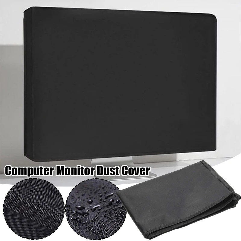 1PC Computer Monitor Dust Cover Black Oxford Cloth Thickened Waterproof Desktop Computer Screen Protector Cover Multi Size