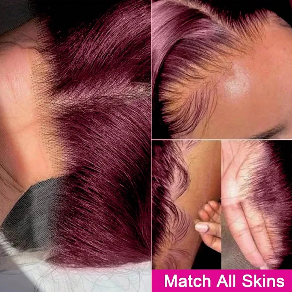 30 Inch 99J Burgundy Lace Front Wigs Human Hair 13x4 Body Wave HD Lace Front Wigs Pre Plucked with Baby Hair 250% Density