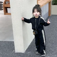 55722-480cca.jpg Girls Clothing Striped Tracksuit Set Casual Zip-Up 2PCS Outfit