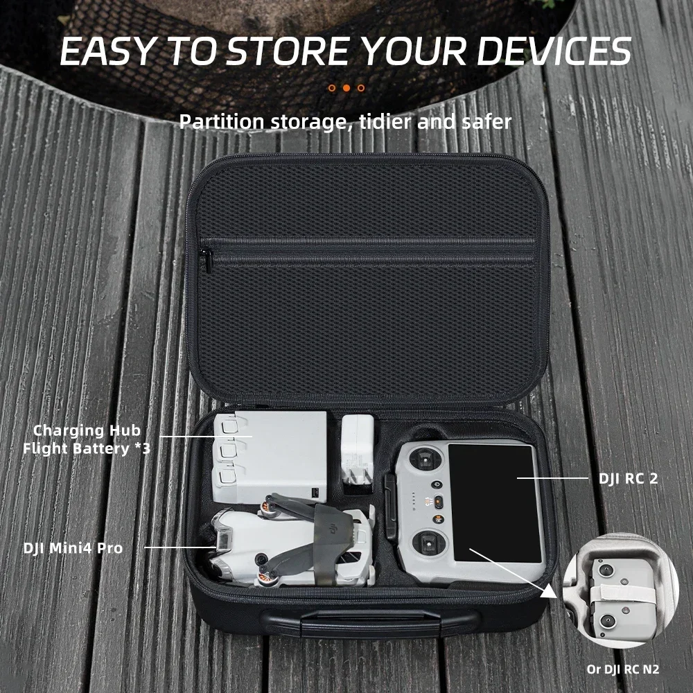 For DJI Mini 4 Pro Carrying Case Hard EVA Storage Bag Drone Remote Control Box Protective Travel Handbag Waterproof Shoulder Bag 2