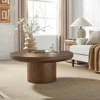 Round Wood Coffee Table for Living Room Modern Circle Coffee Table Pedestal Center Table for Apartment, Easy Assembly Brown 6