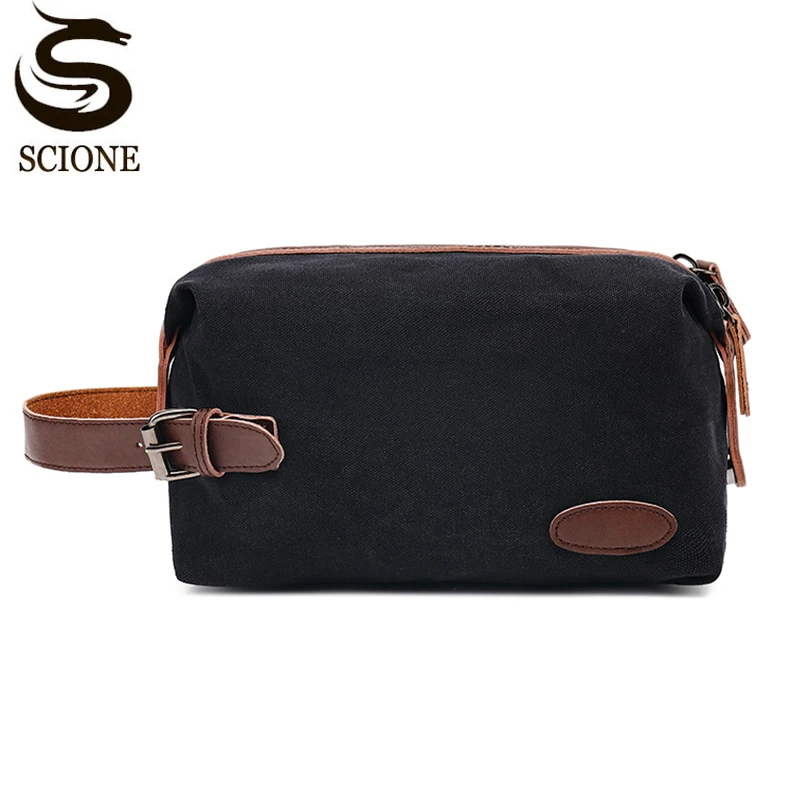 Men Clutch Handbag Canvas Phone Storage Bag Casual Toiletry Small Purse  Portable Wallet Solid Color Wash Organizer Pouch XA976M