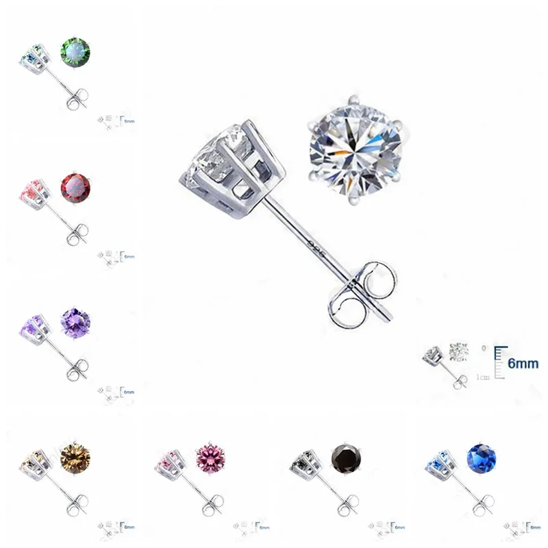 Trendy Round Design Stud Earrings For Lovely Women Girls Real 925 Sterling Silver Jewelry Beautiful Accessories Gifts Item