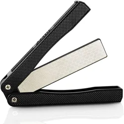 Double-Sided Pocket Diamond Sharpener - Professional Kitchen Knife Sharpening Tool - L (Black)