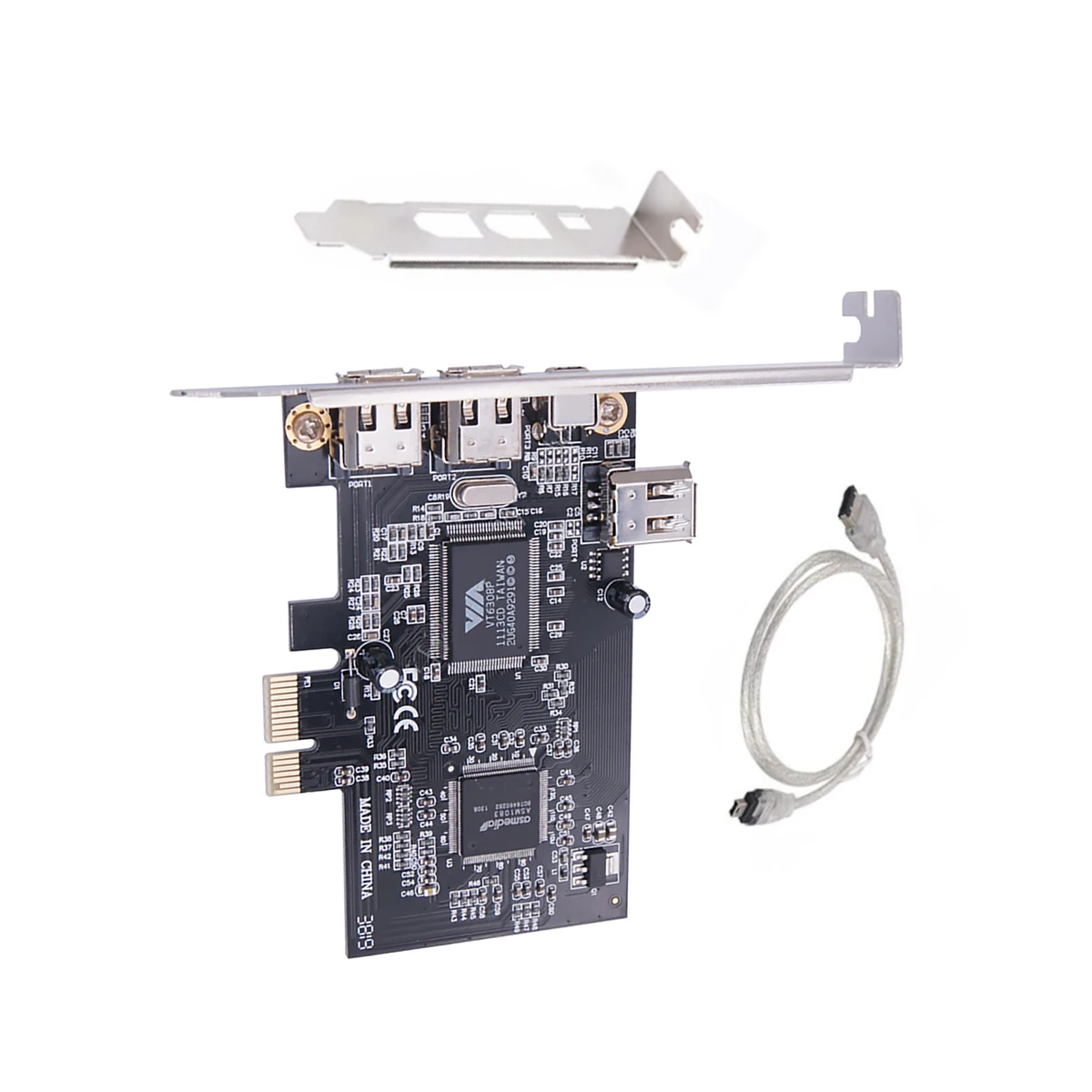 PCI-e 1X to External IEEE 1394 4 Ports (3 x 6Pin + 1 x 4Pin ) Firewire Card Adapter 1394A PCIe With 6Pin to 4Pin IEEE 1394 Cable — view 3