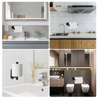 Wall Mount Toilet Towel Paper Holder Adhesive Black Silver Kitchen Roll Paper Stand Hanging Napkin Rack Bathroom Accessories WC 5