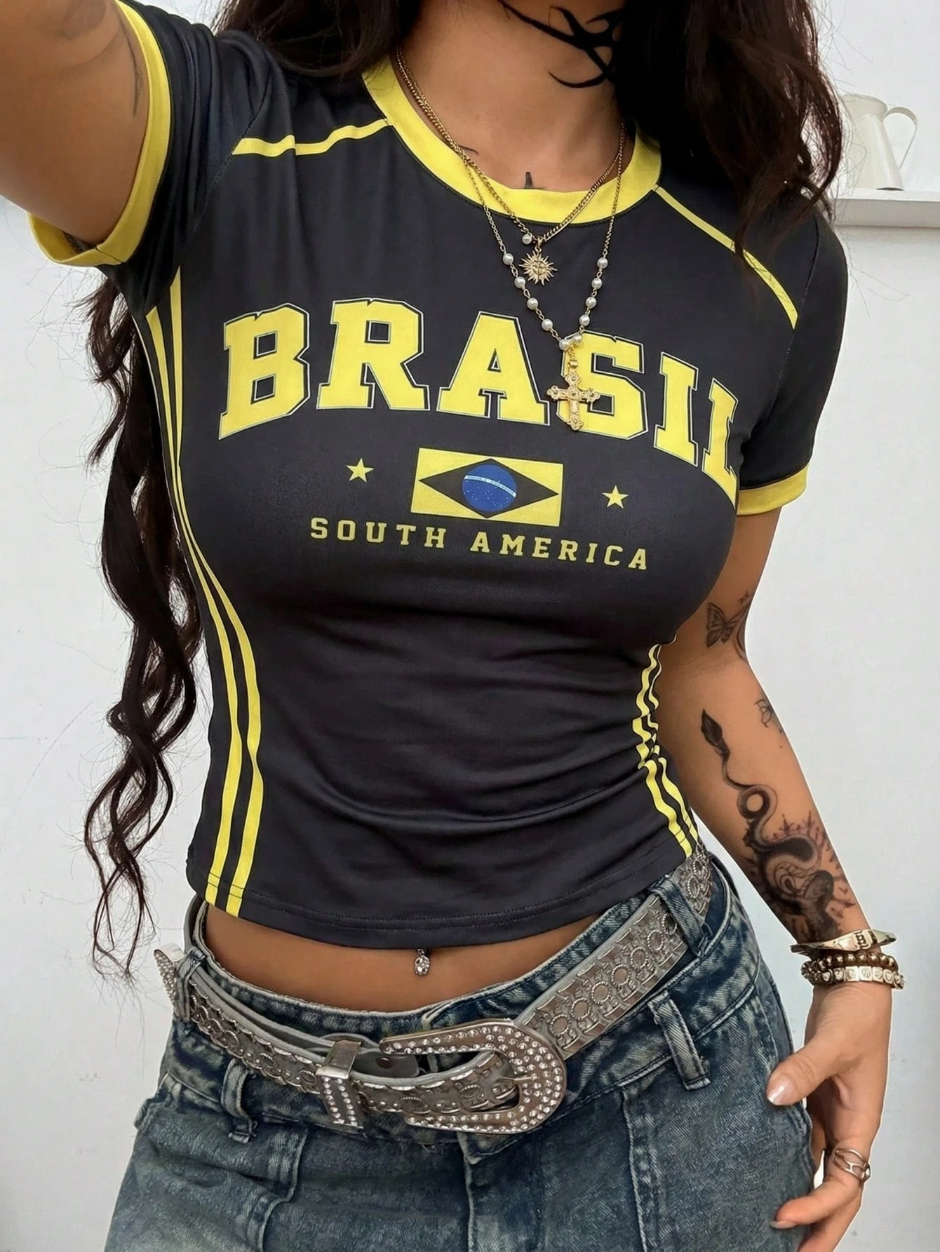 Brazil National Flag Print Women’s T-Shirts Fashion Brasil Fan Jersey Tops Casua