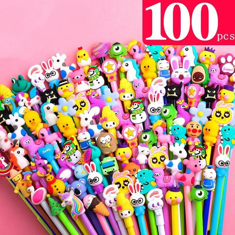 Education Office Supplies  Cute Cartoon Gel Pen 0.5MM Ink Pen Gift School Award Student Gift Fun Girl Pen Random10/20/40/100pcs