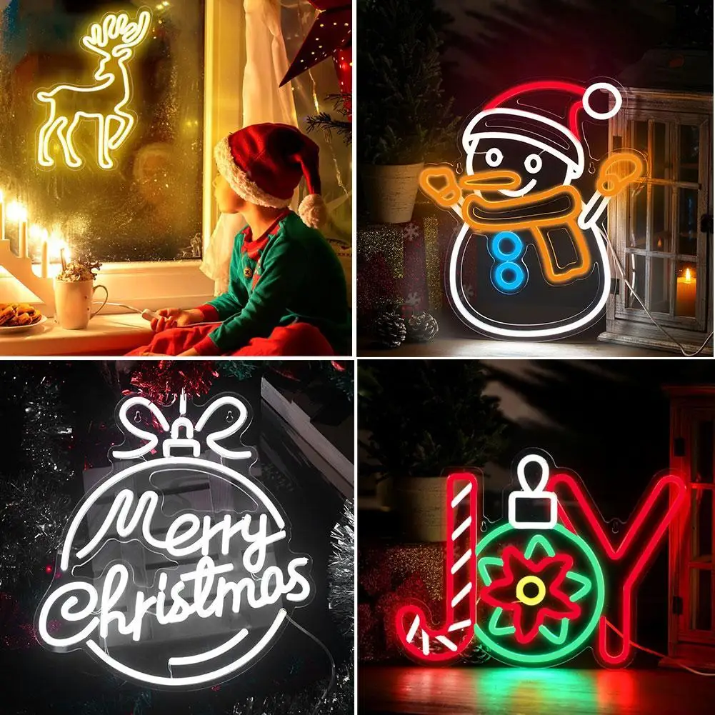 

Рождественская неоновая вывеска с надписью "Merry Christmas"