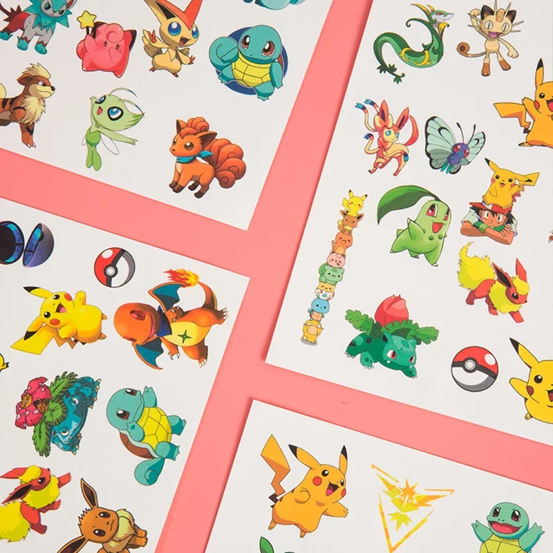Pokemon Original Tattoo Stickers Funny Pikachu Sticker Cartoon Kids Girls Christmas Birthday Gift Reward Waterproof DIY Toy 3PCS pokemon stickers