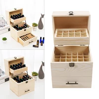 Pine Wood Essential Oil Storage Organizer Three-Tier Design with Drawer and Trays for Essential Oils and Roller Bottles 2