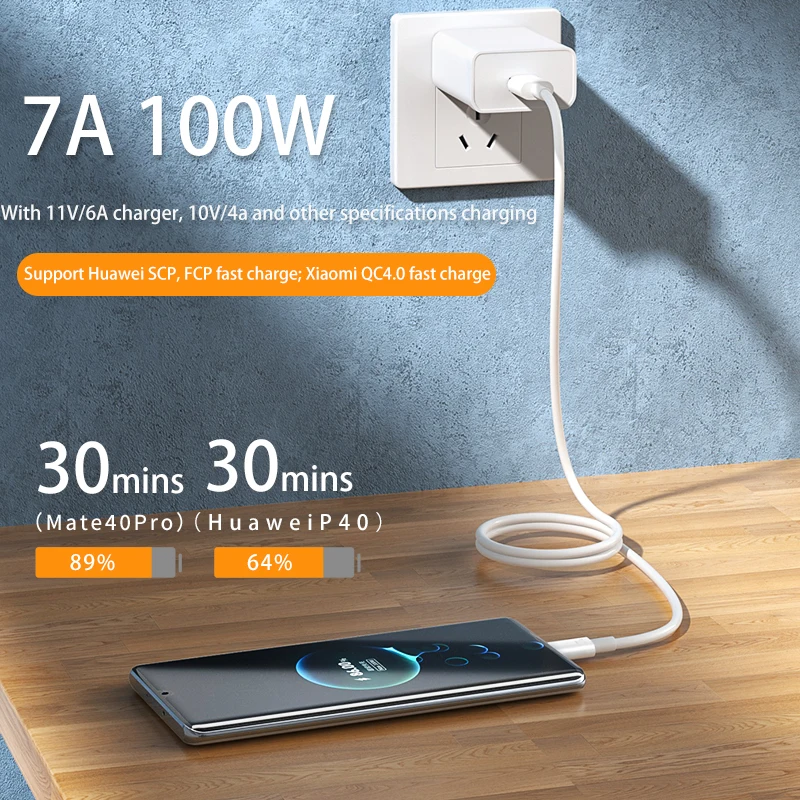รูปสินค้า สายชาร์จ USB-C 100W ชาร์จเร็ว สำหรับมือถือทุกแบรนด์