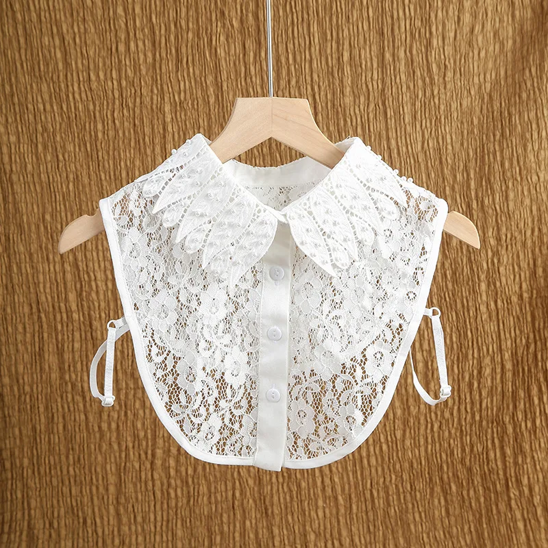 

Элегантный белый Ажурный воротник с лацканами для женщин, рубашка, съемные воротники, накладной воротник для девушек, Наплечные воротники