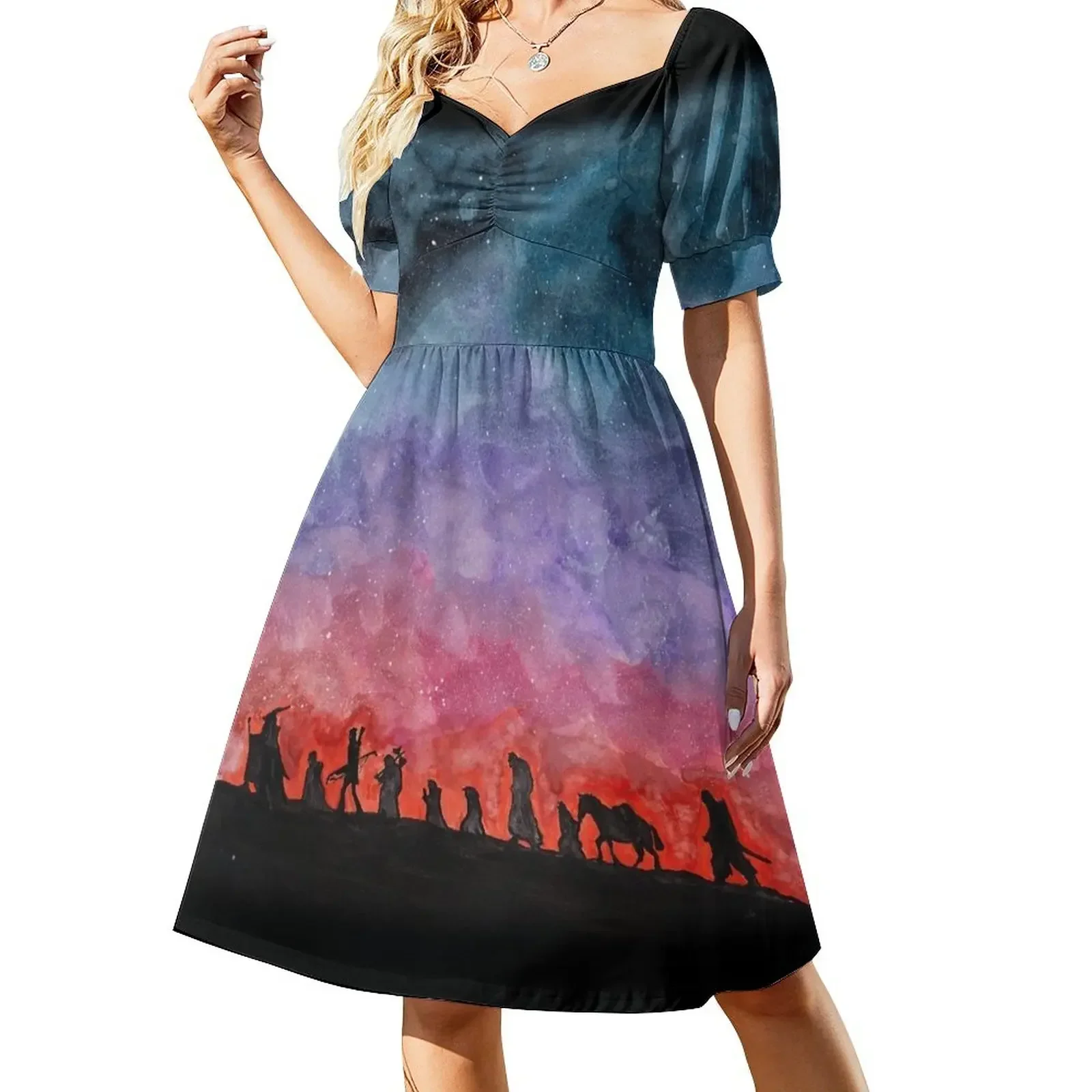 thumbnail image 1 of El camino siempre avanza Vestido de manga corta elegante y chic vestidos de noche de boda ropa de mujer coreana con estilo, 1 of 7
