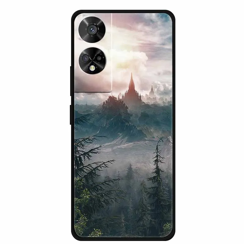 Original Soft Silicone TPU Phone Case Back Cover - Fashion Planet Design, Black Bumper
