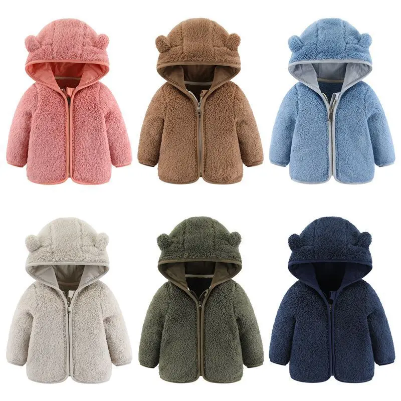 

New Children Lambswool Coat Baby Turndown Collar Thicken Warm Jacket Girls Long Overcoat Winter Kids Boys Casual Outwear