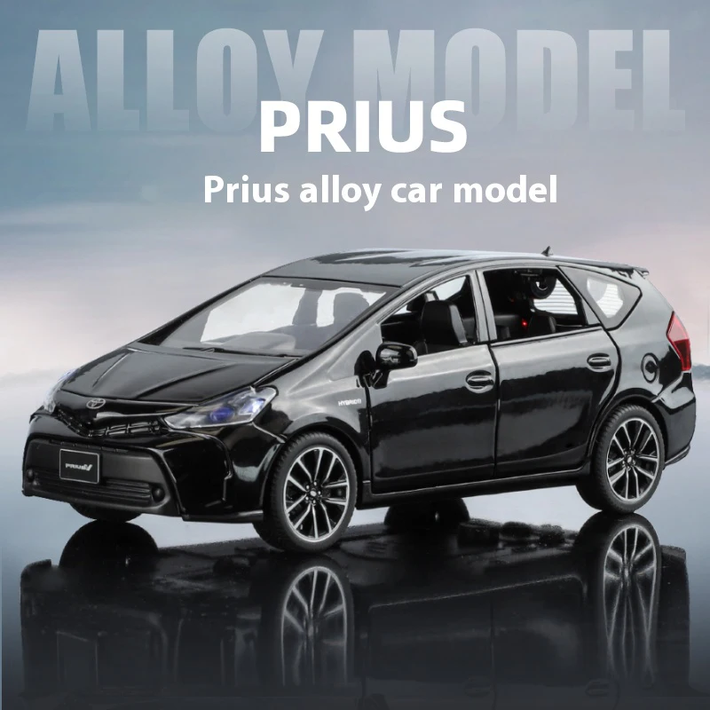 1:32 Toyota Prius Alloy Car Toy Diecast with Sound & Light Features - Pull Back Action Collectible Display Ornament