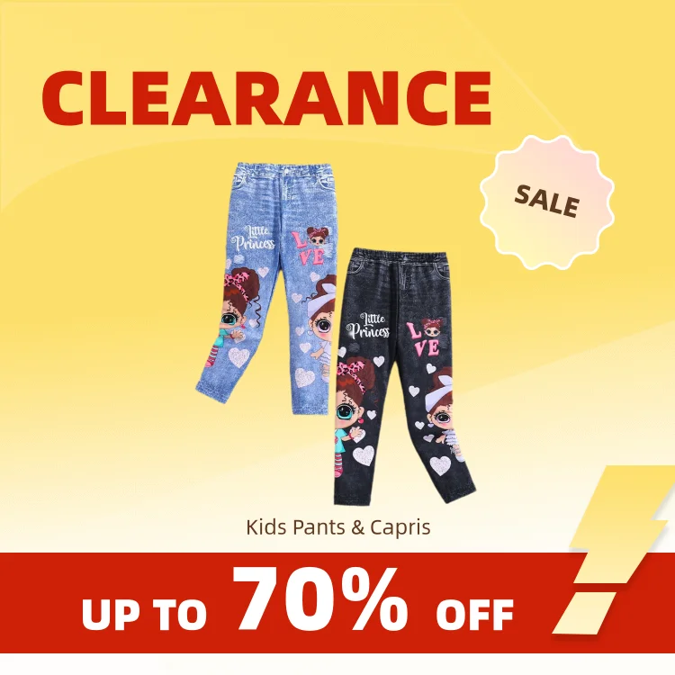 Clearance_Girls' 2pcs 귀여운 하트 & 캐릭터 프린트 소프트 니트 레깅스 - 모조 데님 스타일 - 편안한 여름 의상_연속 업데이트