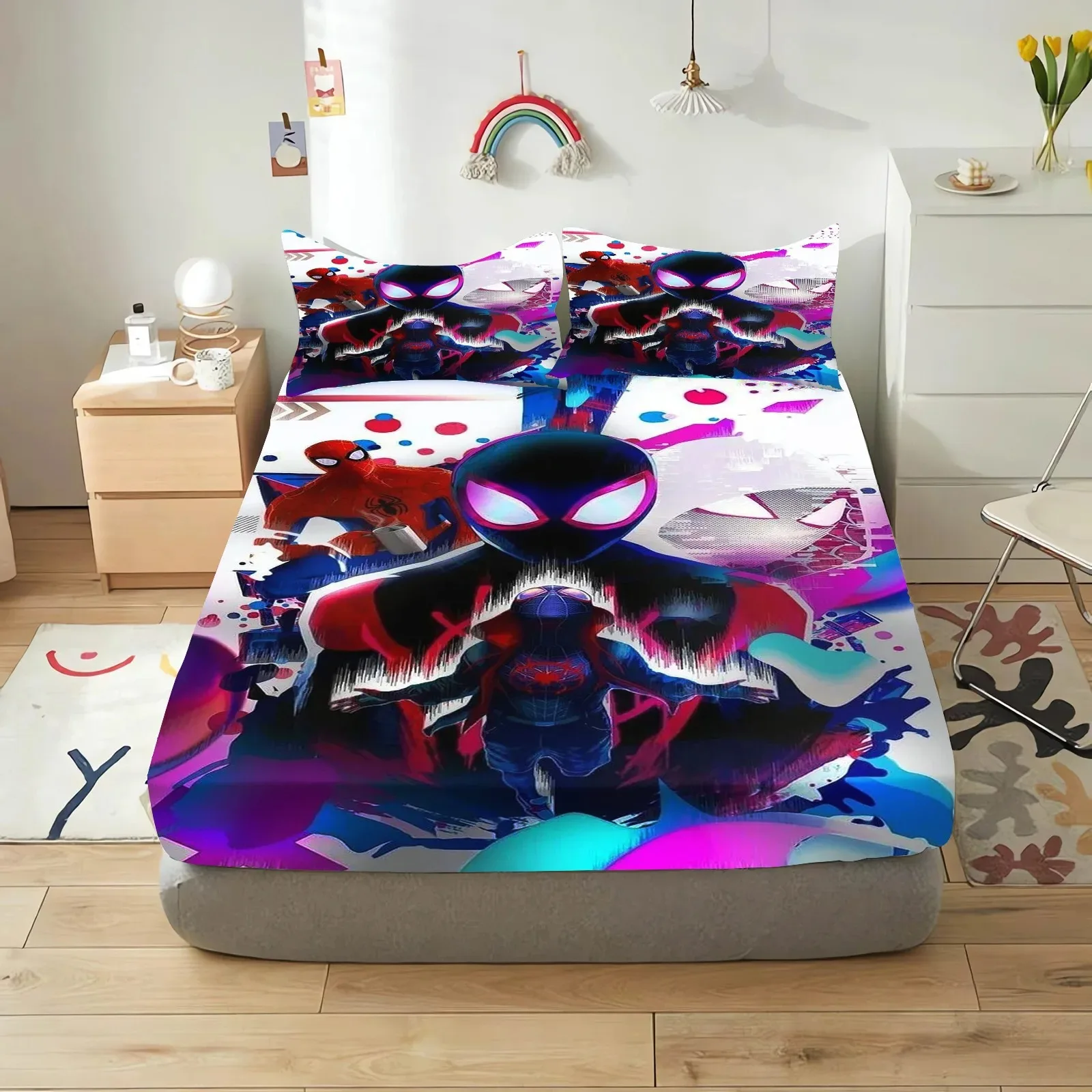 スパイダーマンプリントのマットレスシーツ,高さ5〜30cmの男の子用