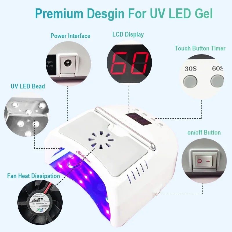 IBelieve 72w Fast Dry Nail Lamp Cooling Fan Manicure Light High End Salon Polish Machine Cordless Heat Dissipation UV Lampara 5