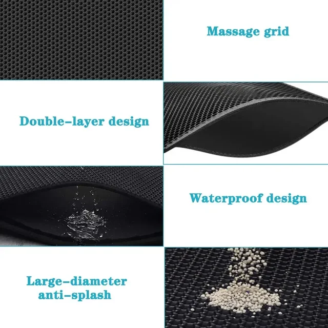 Cat Litter Mat Waterproof Urine Proof Kitty Litter Mat Honeycomb Double Layer Litter Box Mat Skidproof Soft EVA Cat Litter Mat 5