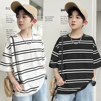 Summer Children's Clothing New Korean Style Boys' Short-sleeved T-shirt Children's Half-sleeved Striped Top Sportswear T-shirt 1