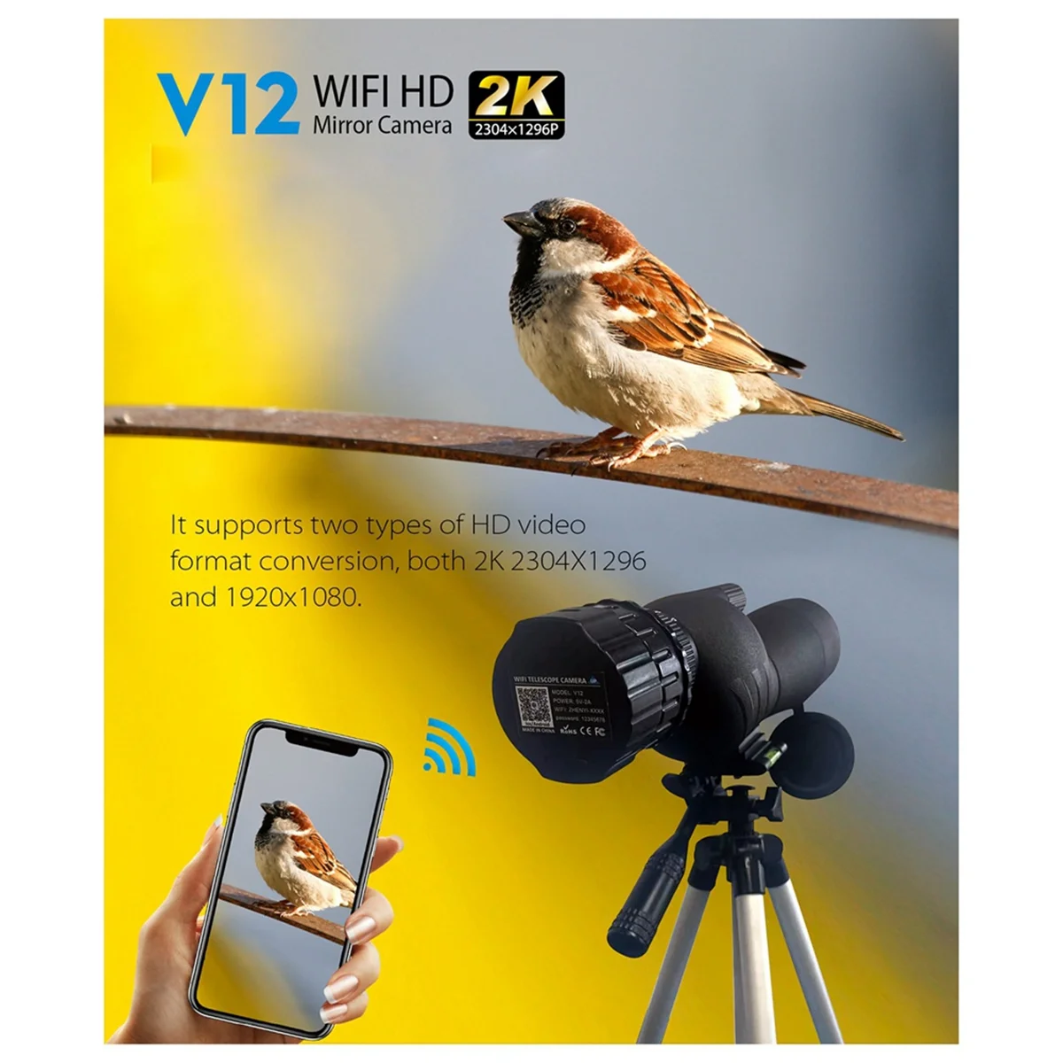 Newest 2K 4 Million High-Definition WiFi Electronic Eyepieces, Telescopes, Bird Watching and Other General-Purpose Calibers