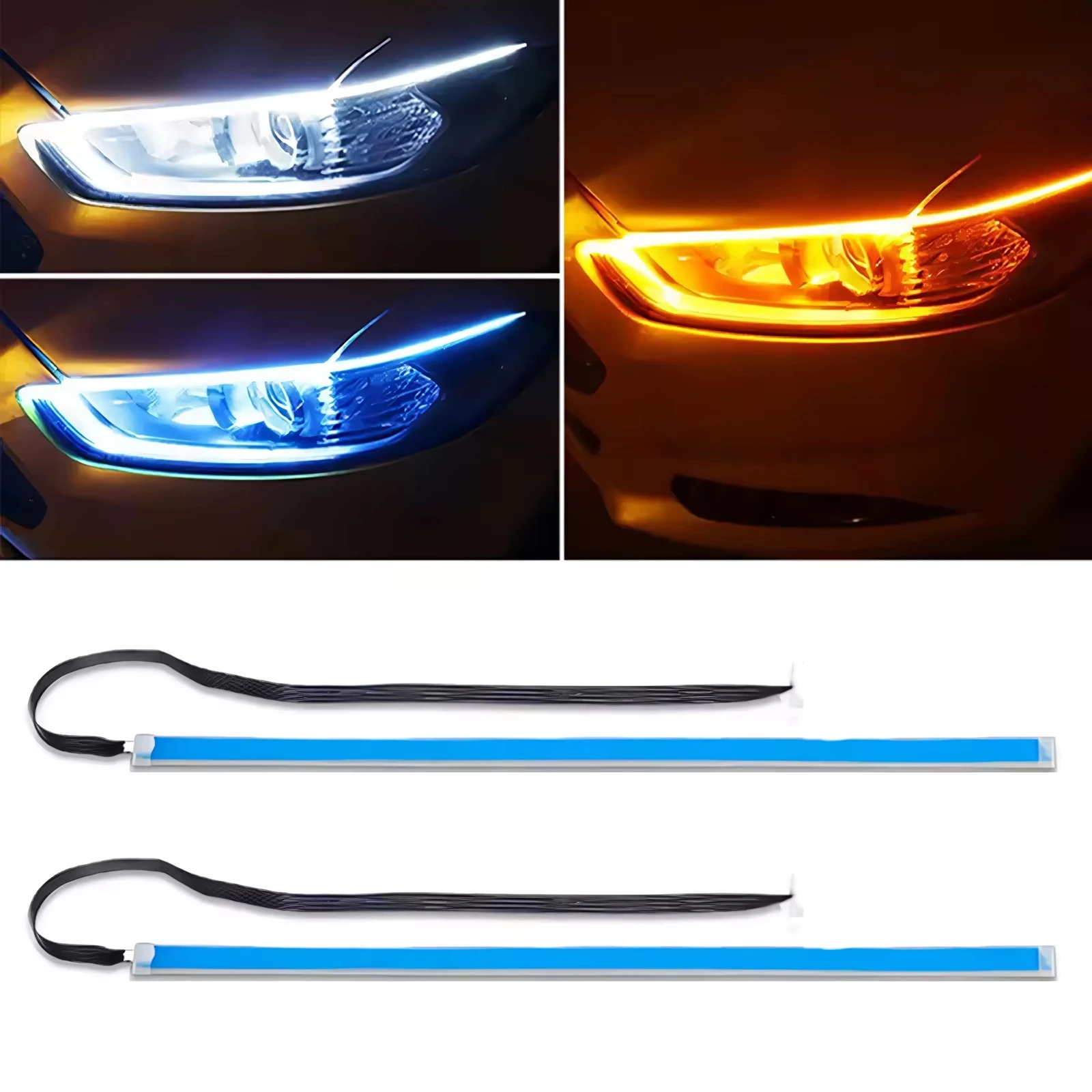 รูปสินค้า ไฟหน้ารถยนต์ LED 12V ยืดหยุ่น กันน้ำ Auto DRL สีขาว เบรคเหลือง