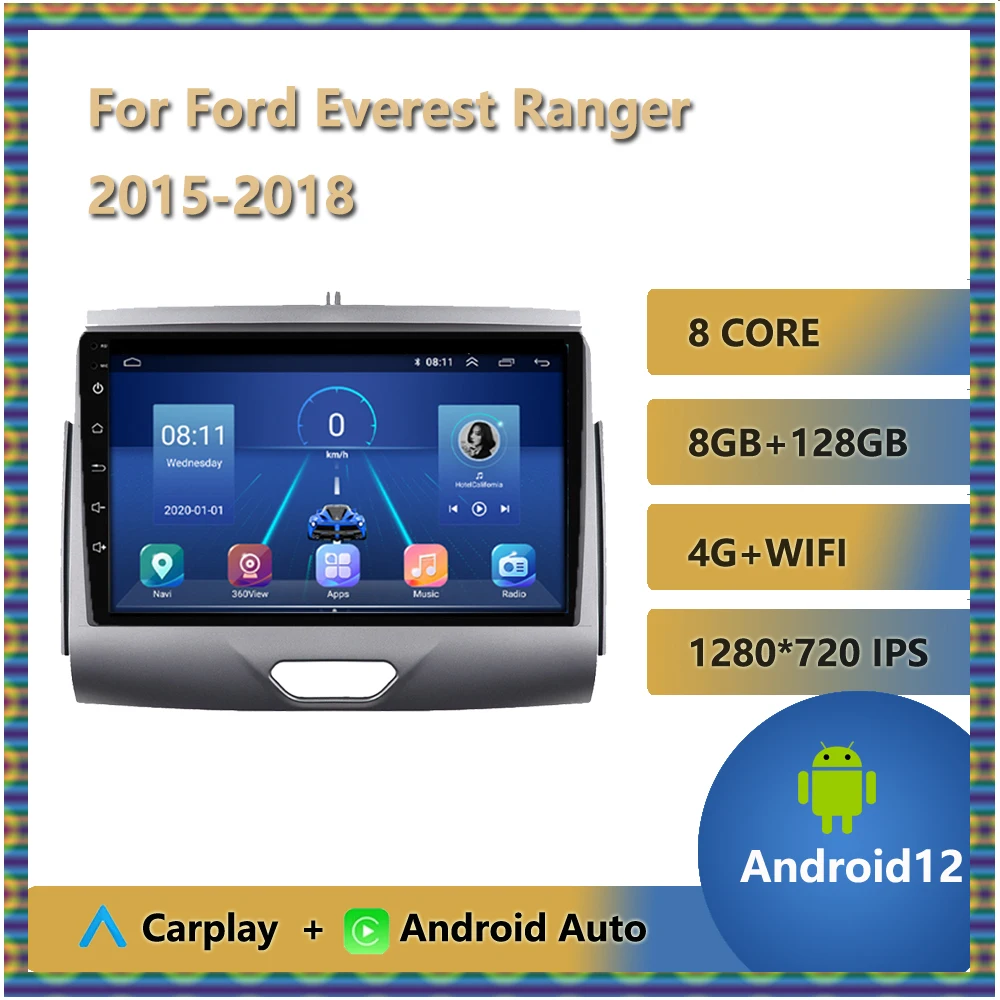 

Android 12 Car Radio Head Unit For Ford Everest Ranger 2015 2016 2017 2018 Multimedia Stereo DVD Player Video 1280*720 IPS FM AM