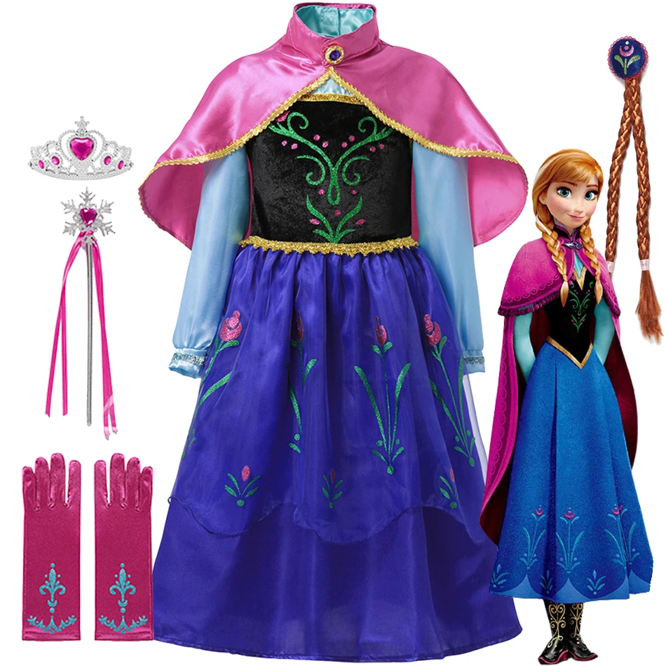 

Disney Frozen Princess Dress Baby Girls Anna Cosplay Costume Halloween Costume Role-play Carnival Birthday Party Clothing 2-10Y