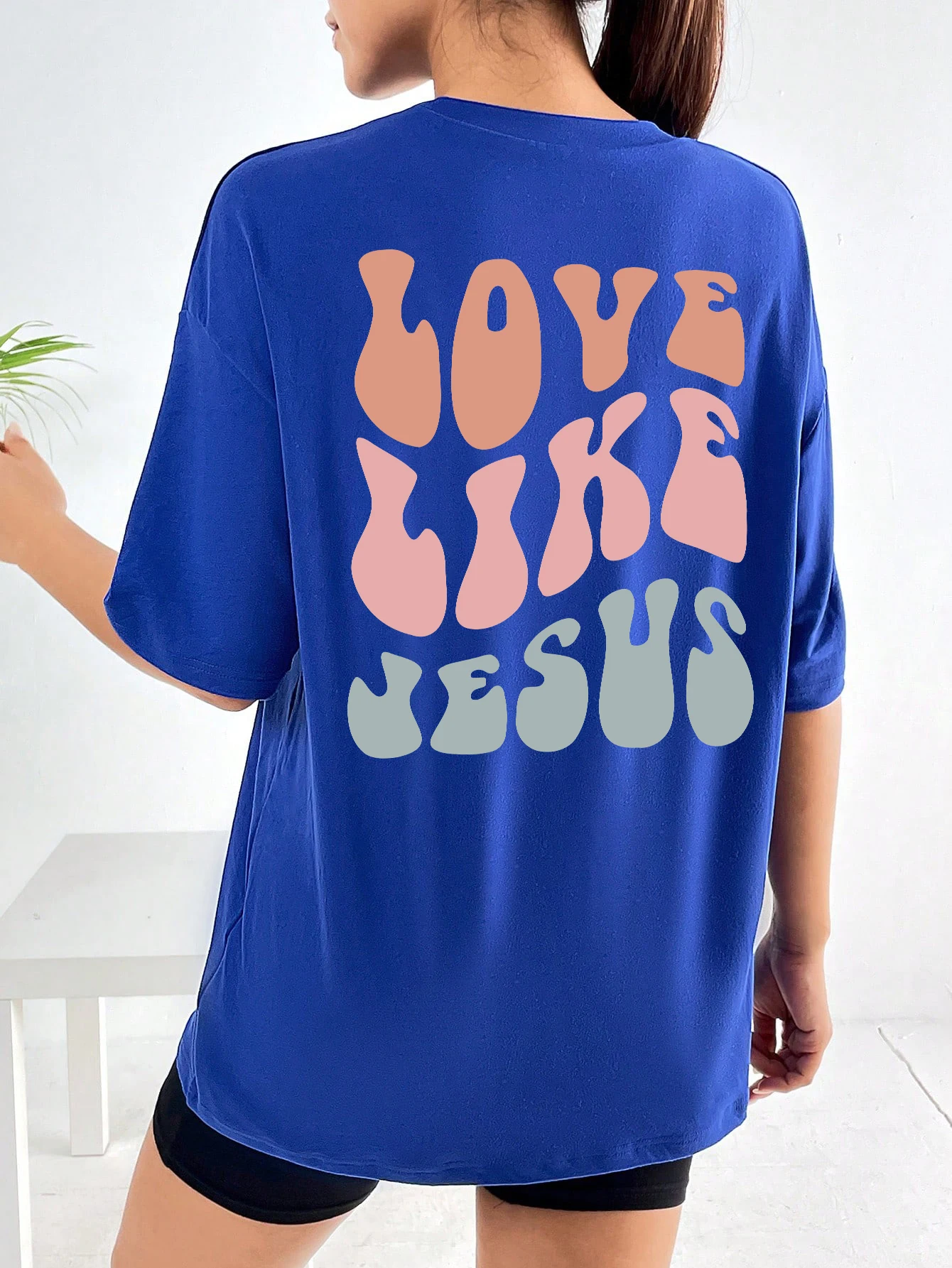 Jesus Art 여성용 컬러풀 레터 티셔츠, 여름 올 매치 티셔츠, 코튼 반팔, 스트리트 힙합 티셔츠