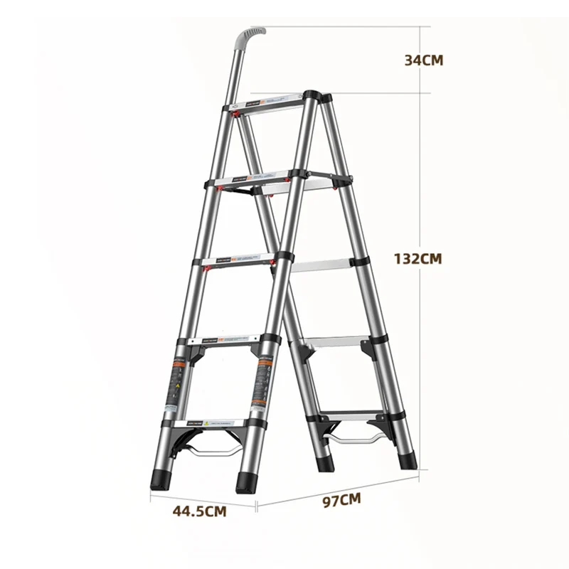 Household Folding Aluminum Stairs Multi-functional Telescopic Ladder Indoor Portable Herringbone Ladder Lift Shrinkage Staircase