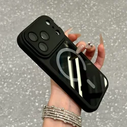 Sleek Matte Metal Camera Protector with MagSafe - Compatible Magnetic Shockproof Cover - iPhone 15 Plus (Black)