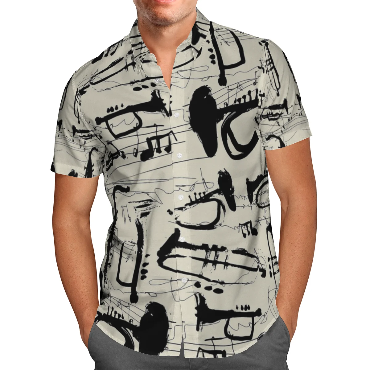 

Leisure Trumpet Instrument Soldiers 3D Print Men Thin Body Hawaii Short Shirt Unisex Fashion Streetwear Chemise Homme Tops S-856