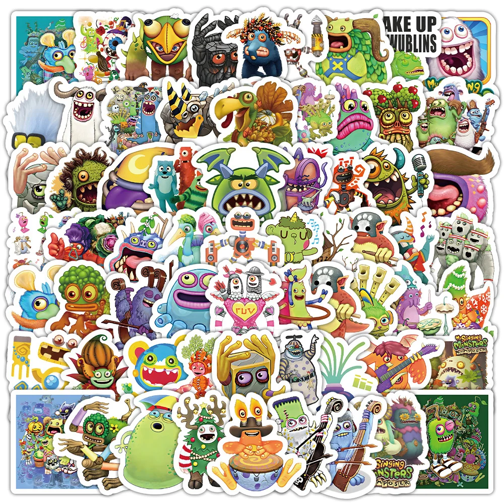 10/30/50/100Pcs Gioco My Singing Monsters Cartoon Stickers For Kids Toy Fai Da Te Moto Casco Notebook Kawaii Anime Vinile Sticker