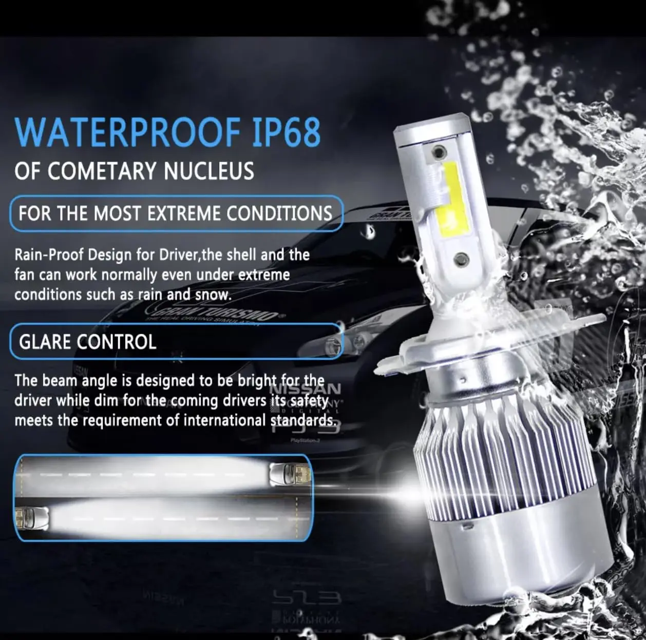 2PCS H1/H7/H4/H8/H9/H11 자동차 LED 조명, 6000K 3800LM 슈퍼 브라이트 하이 및 로우 빔 전구 C6 LED 라이트 헤드라이트 전구, 자동차/트럭