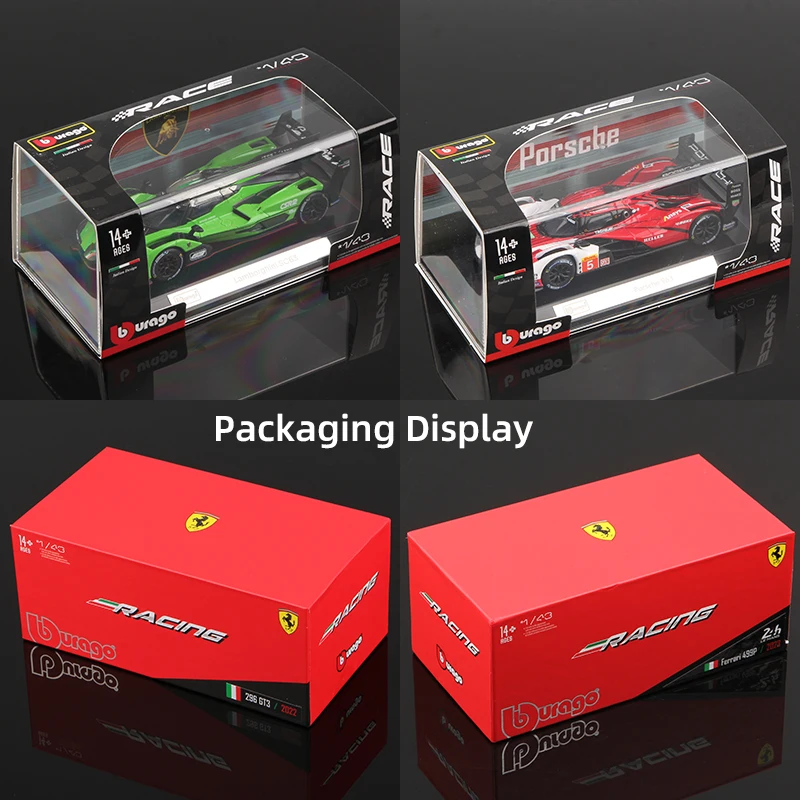 부라고 1:43 레이싱카 모델 (먼지 커버 포함) 시리즈 합금 미니어처 다이캐스트 레이싱 정적 장난감 499P 296 GT3 963 911 GT3 SC63