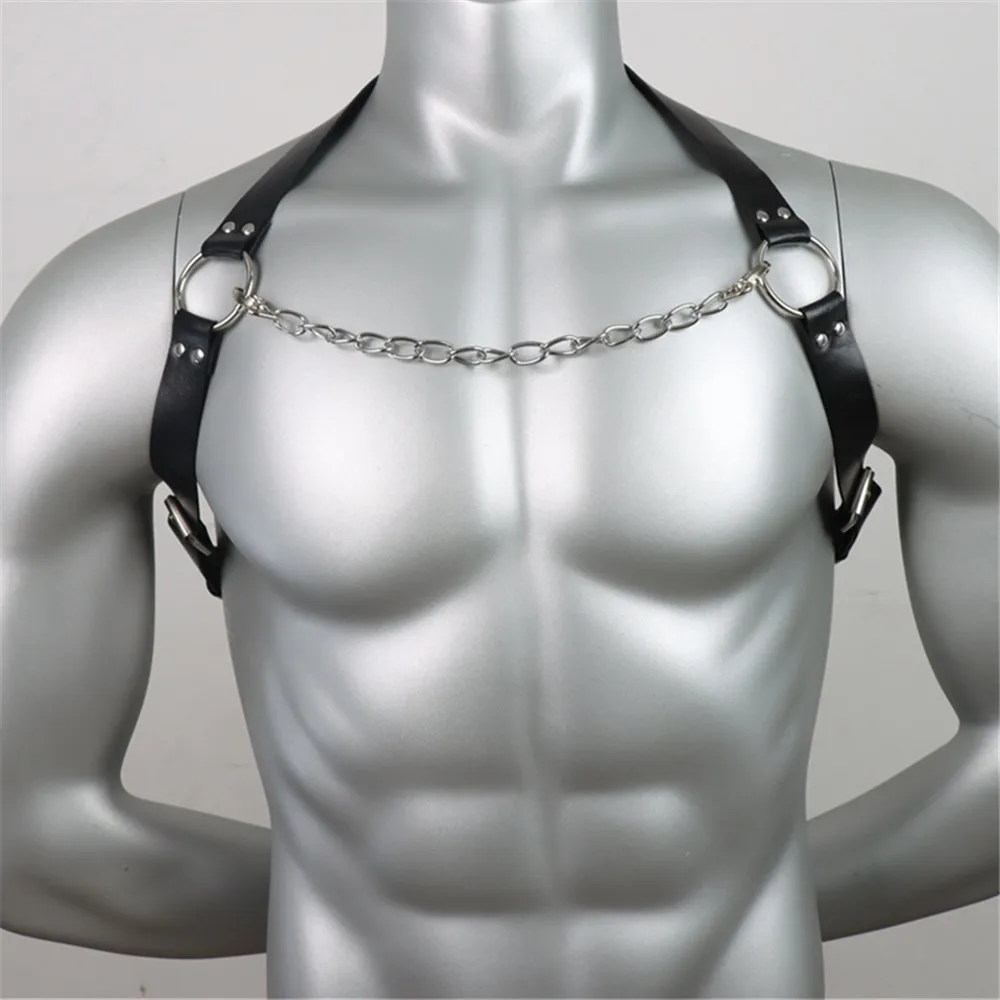 Male Leather Chest Harness Adjustable Rave Gay Clothing BDSM Fetish Full Body Harness Belt Strap for Sex leather chest harness
