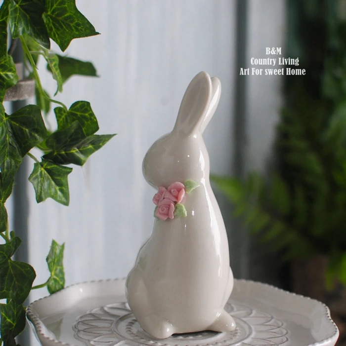 Miss Animal Rose Rabbit Home Garden Decorations Desktop Ornaments Gift Fairy Garden Miniatures Kawaii Accessories Figurine