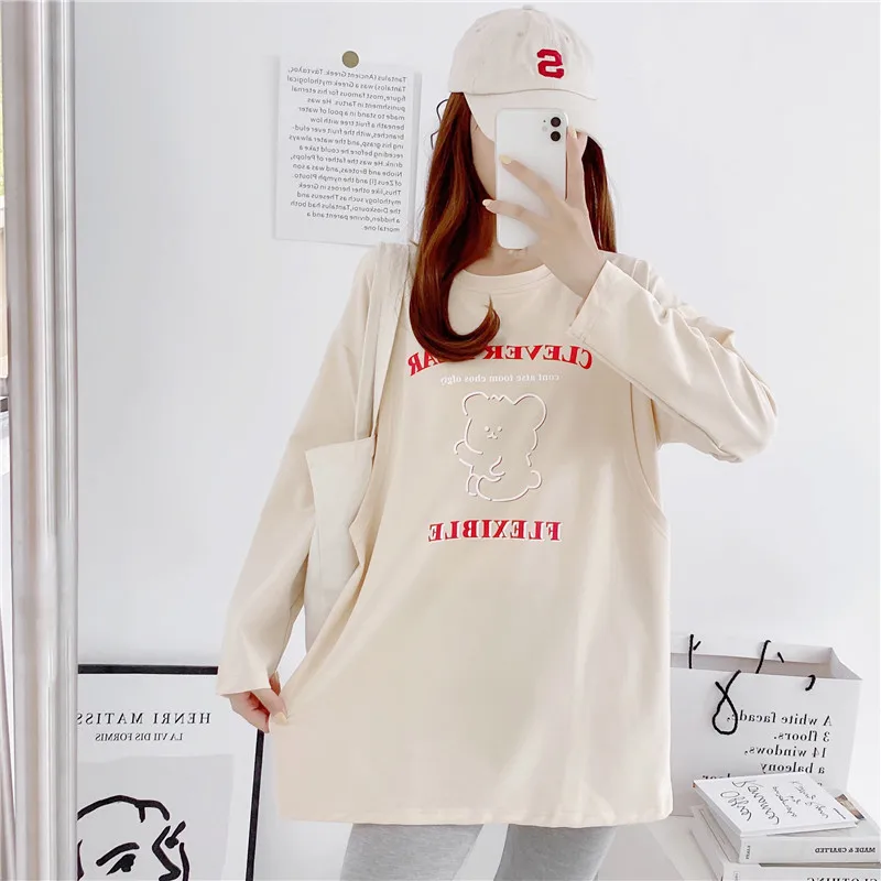 Spring Autumn Outdoor Maternity Clothing Long Sleeve Pregnancy Breastfeeding T Shirt Tops Cartoon Pregnant Women Nursing Clothes 5