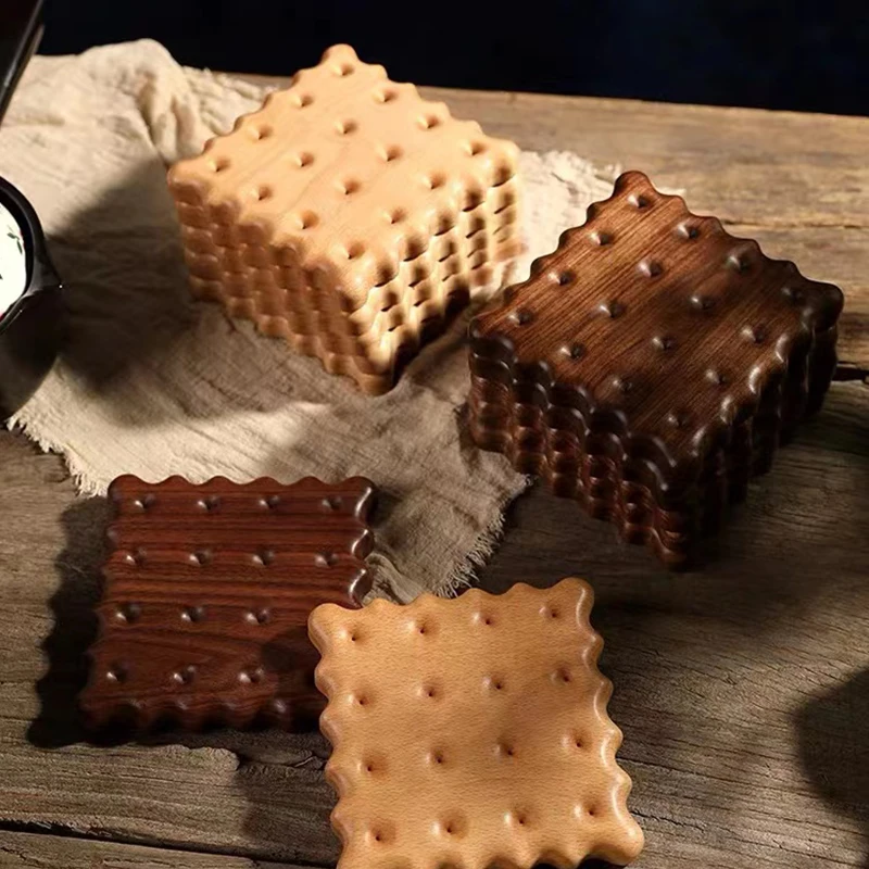 

Creative Biscuit Shape Table Pad Wooden Insulation Placemat Cup Bowl Mat Home Decor Durable Cookies Pattern Coaster Kitchen Tool