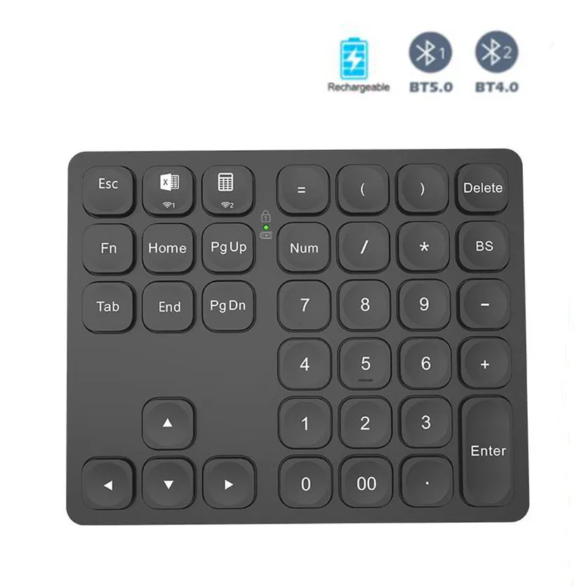 Jomaa Bluetooth Number Pad MultiDevice Wireless Numeric Keypad Dual