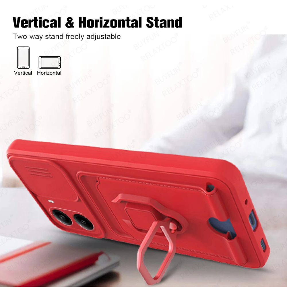 Multifunctional Magnetic Ring Case with Lens Protection and Card Holder