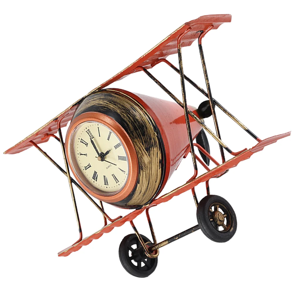 

Airplane Clock Desk Vintage Clock Model Ornament Airplane Clock Decoration