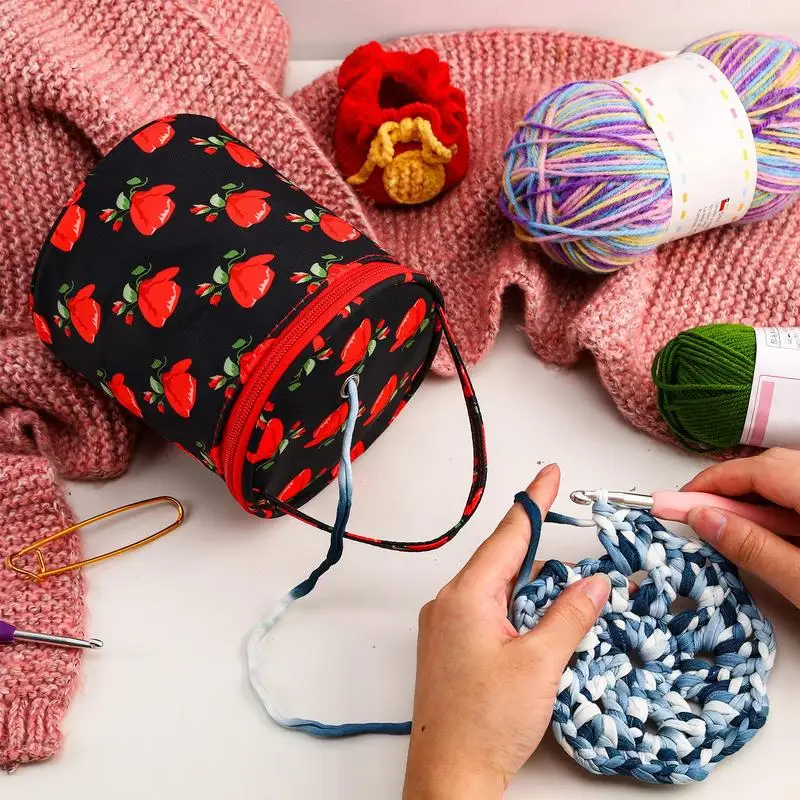 Yarn Storage Bag Round Knitting Wool Yarn Bags Wool Organizer Crochet  Sewing Needles Handbag Weave Tools Accessories Barrels - AliExpress